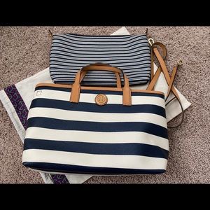 TORY BURCH KERRINGTON STRIPED MINI BAG